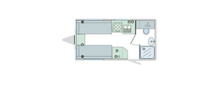 layout of a 2 berth caravan