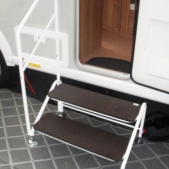 Product image for 2 TREAD STEP WITH HANDRAIL WHITE