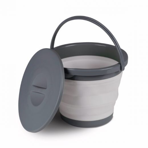 COLLAPSIBLE BUCKET GREY 5LTR & LID 